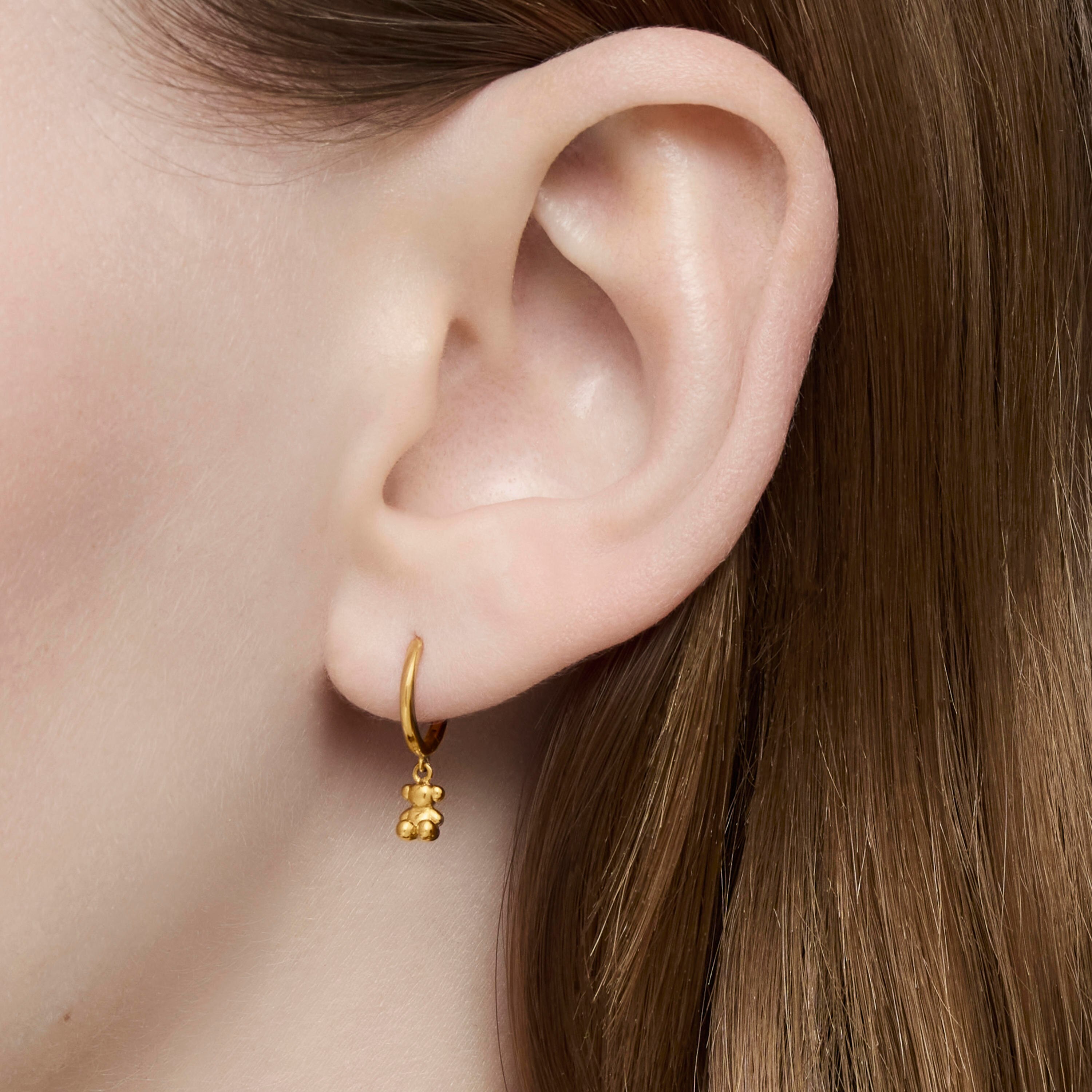 Bold Bear Gold and bear charm Hoop earrings
