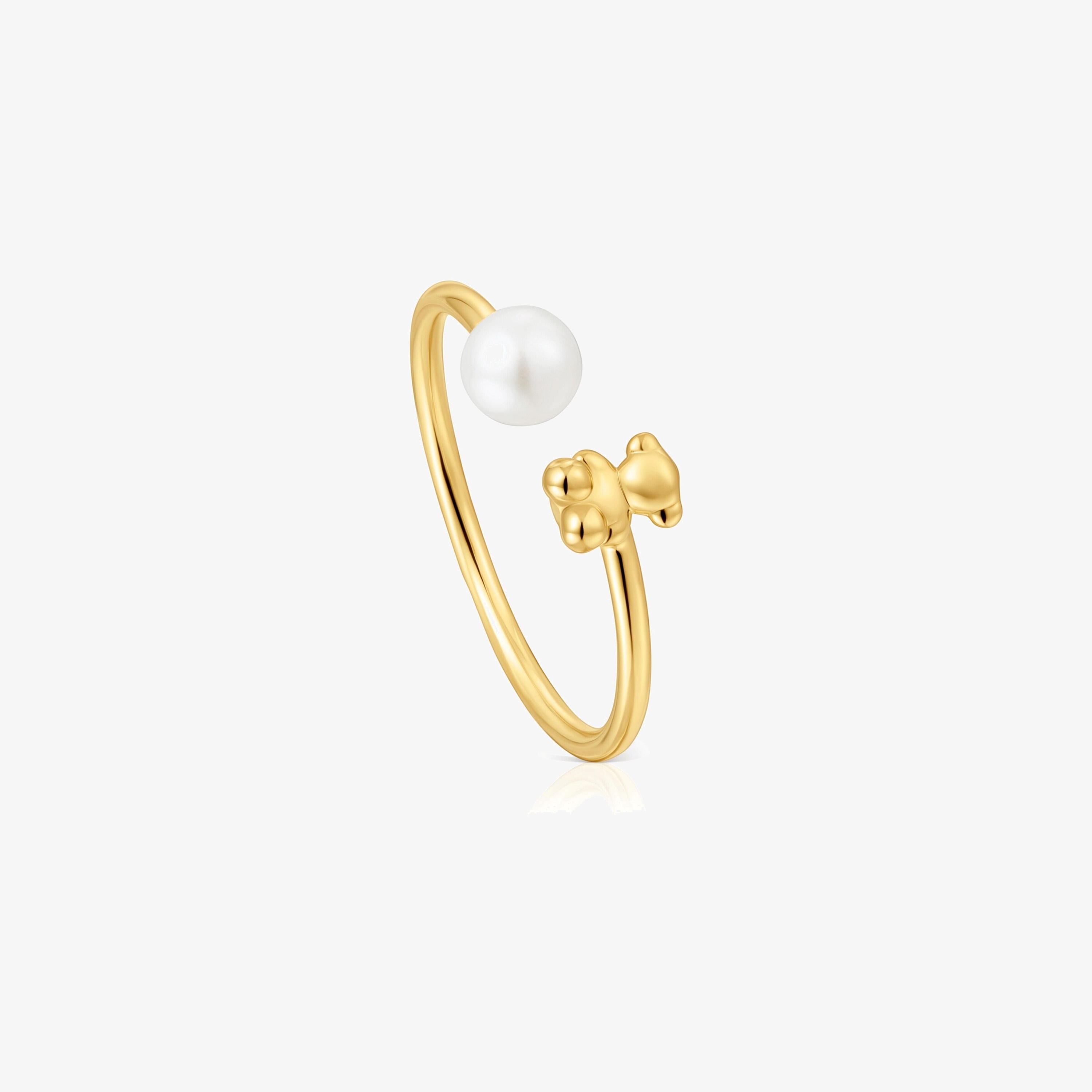 Bold Bear 18K solid gold open Ring with cultured pearl | TOUS