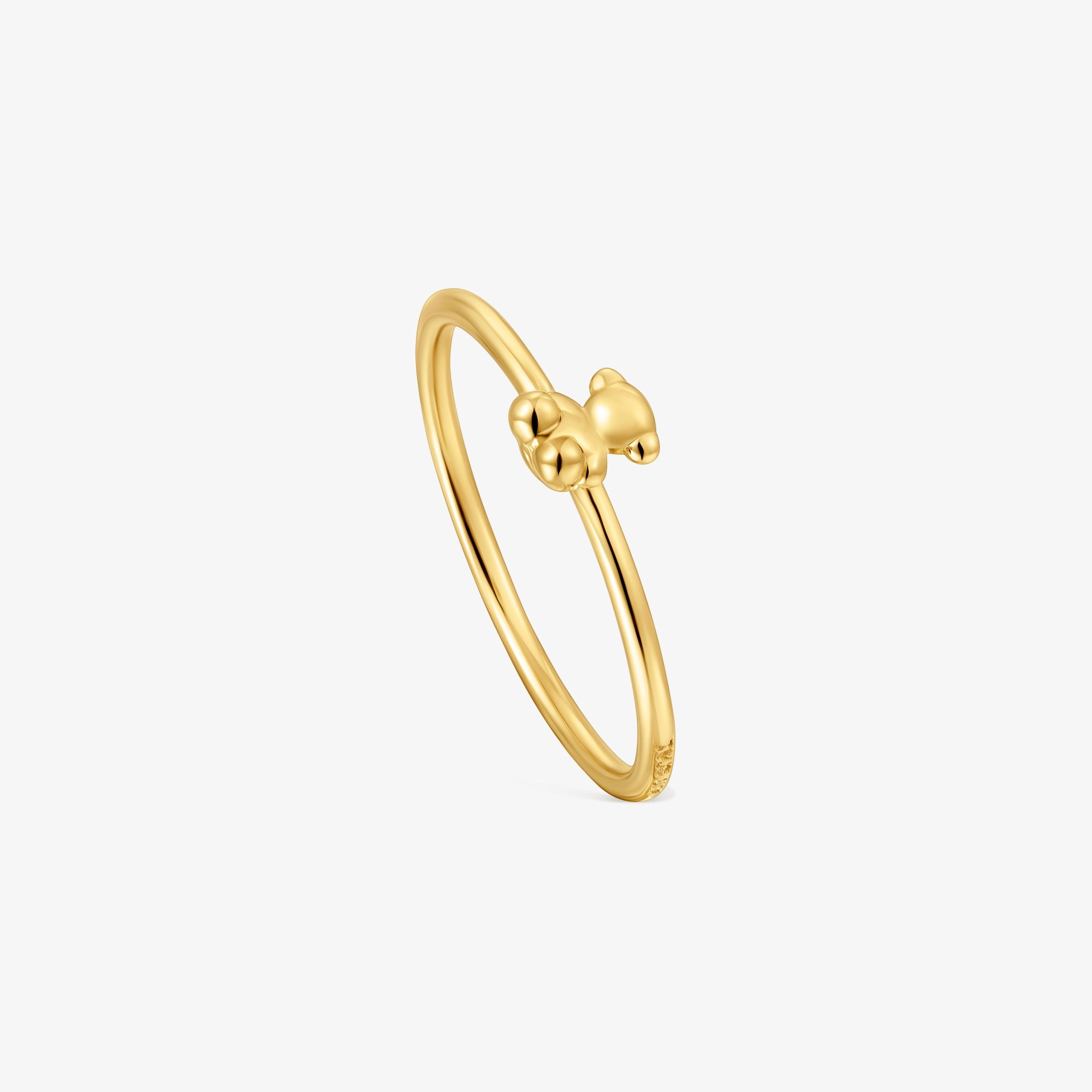 Bold bear 18K solid gold and charm Ring