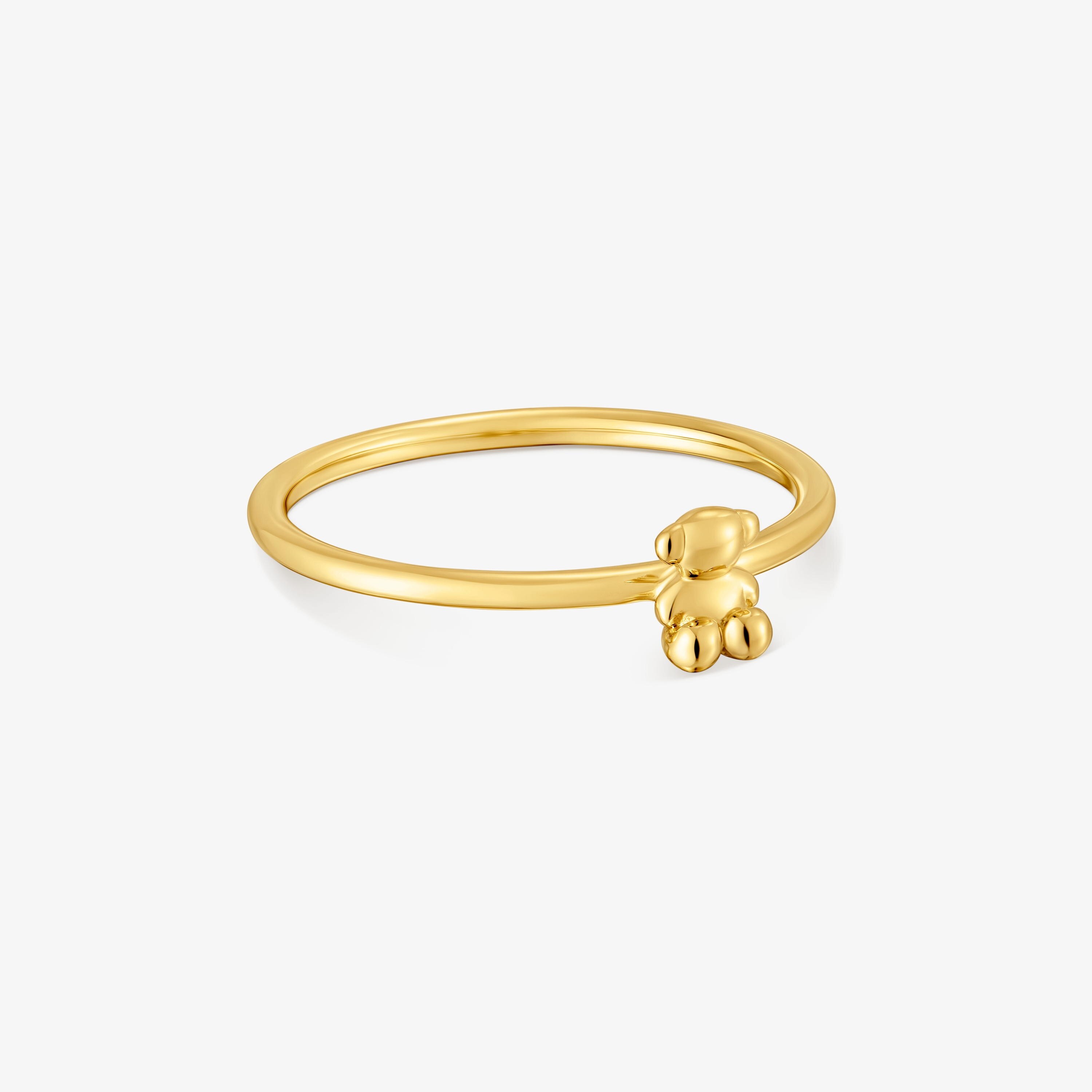 Bold bear 18K solid gold and charm Ring