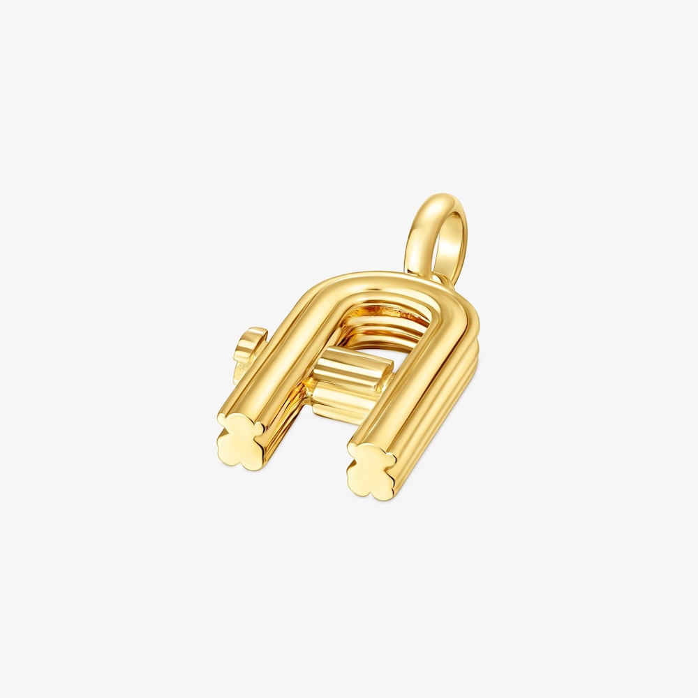 Colgante mediano letra A con ba&ntilde;o de oro 18 kt sobre plata Alphabet