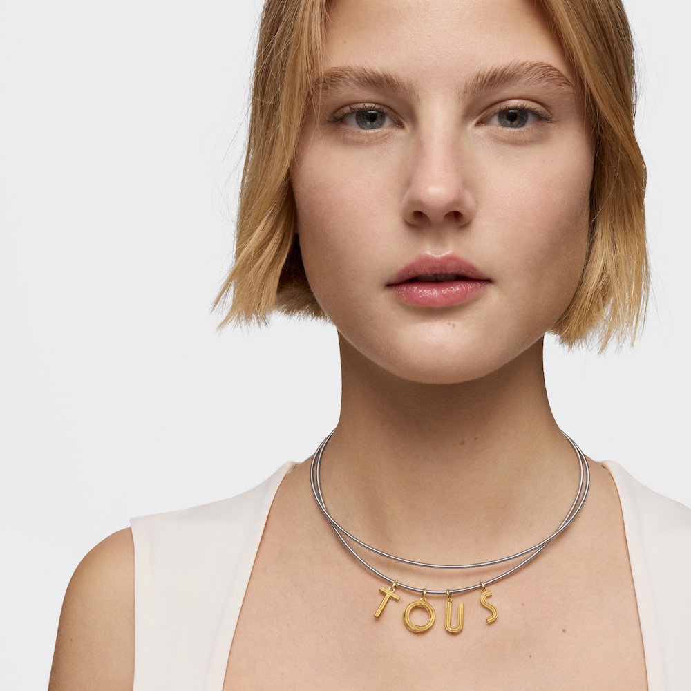 Colgante mediano letra C con ba&ntilde;o de oro 18 kt sobre plata Alphabet