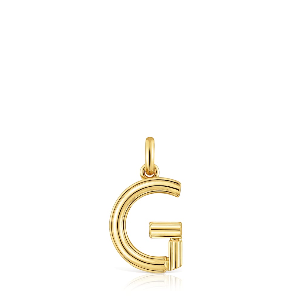 Colgante mediano letra G con baño de oro 18 kt sobre plata Alphabet image number 0