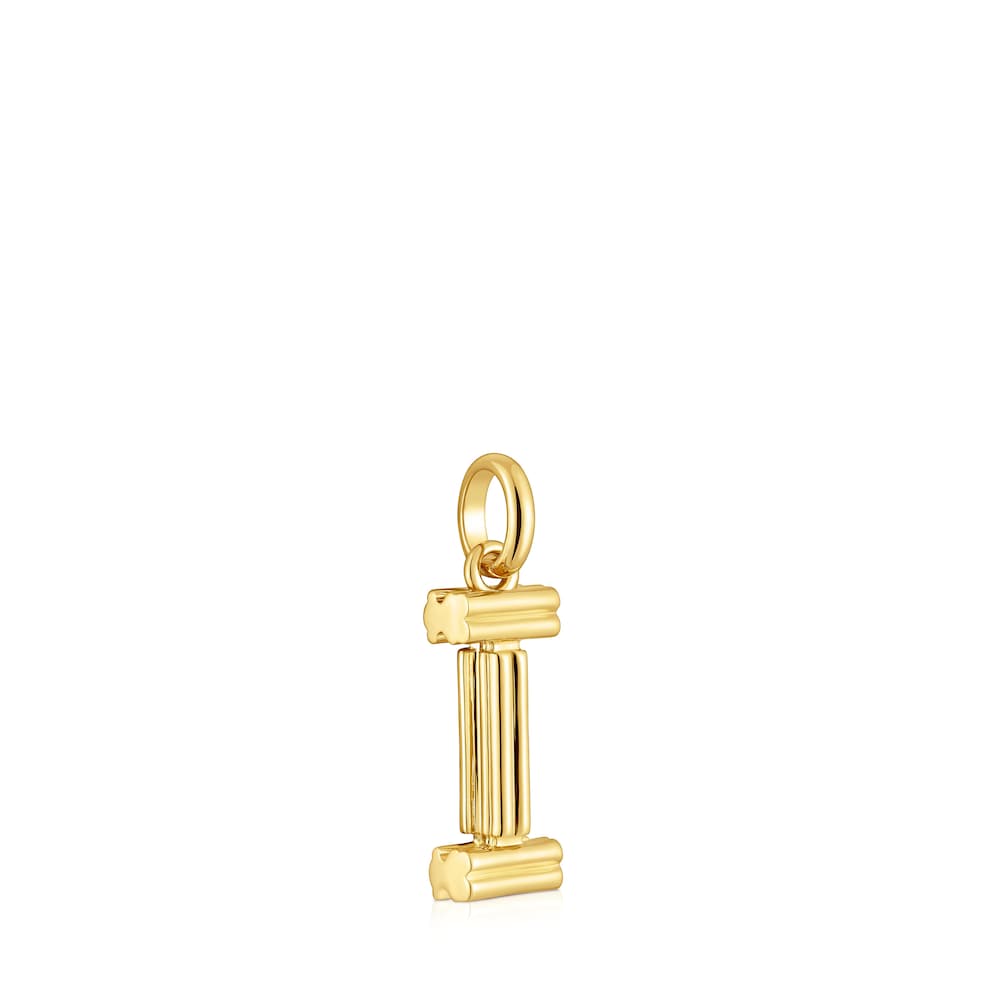 Colgante mediano letra I con baño de oro 18 kt sobre plata Alphabet image number 1