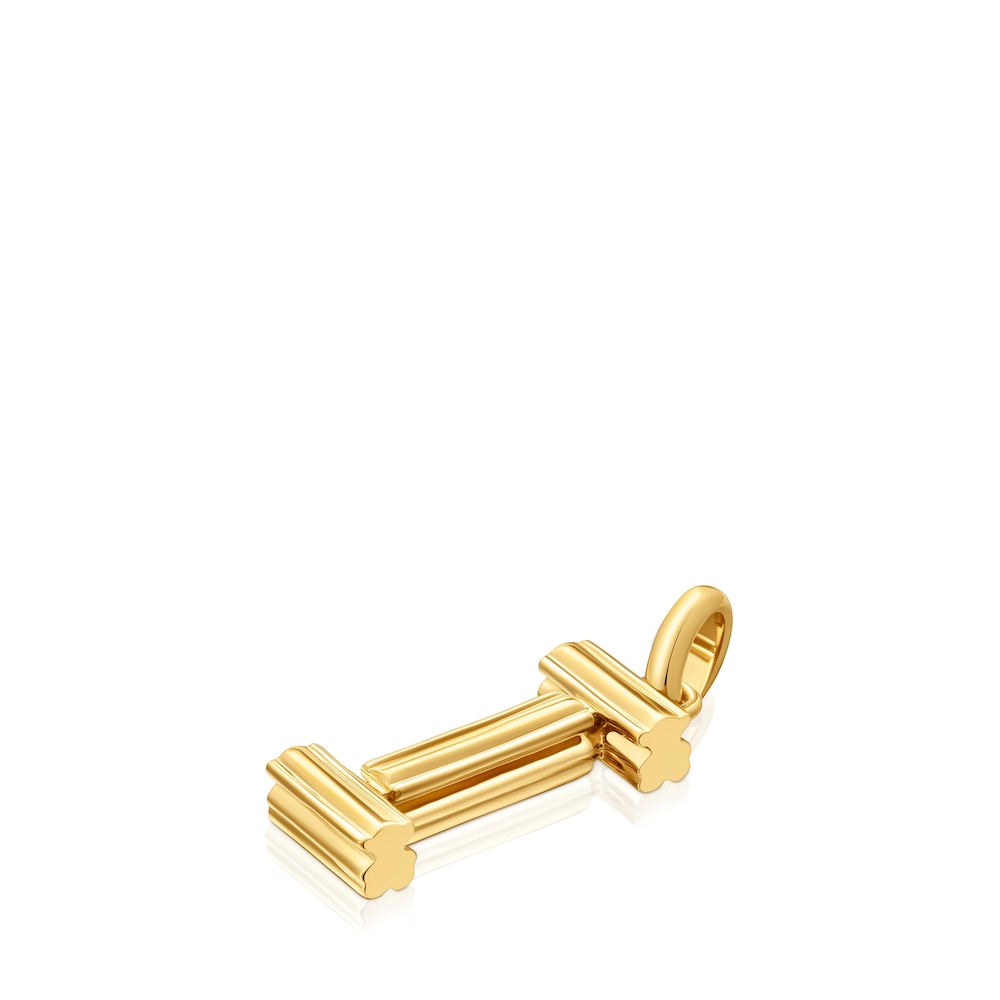 Colgante mediano letra I con baño de oro 18 kt sobre plata Alphabet image number 3