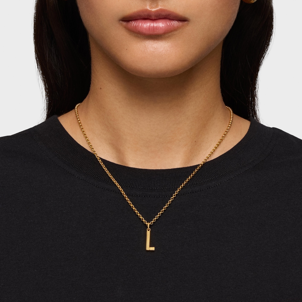 Colgante mediano letra L con ba&ntilde;o de oro 18 kt sobre plata Alphabet