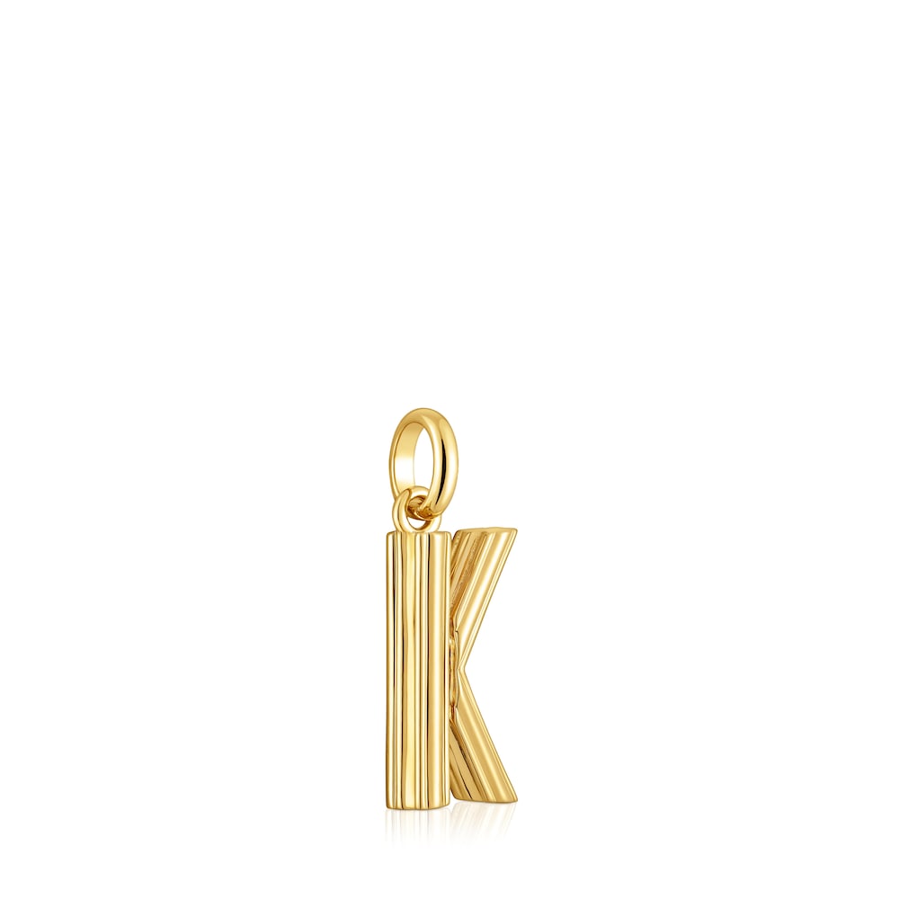 Colgante mediano letra K con baño de oro 18 kt sobre plata Alphabet image number 1