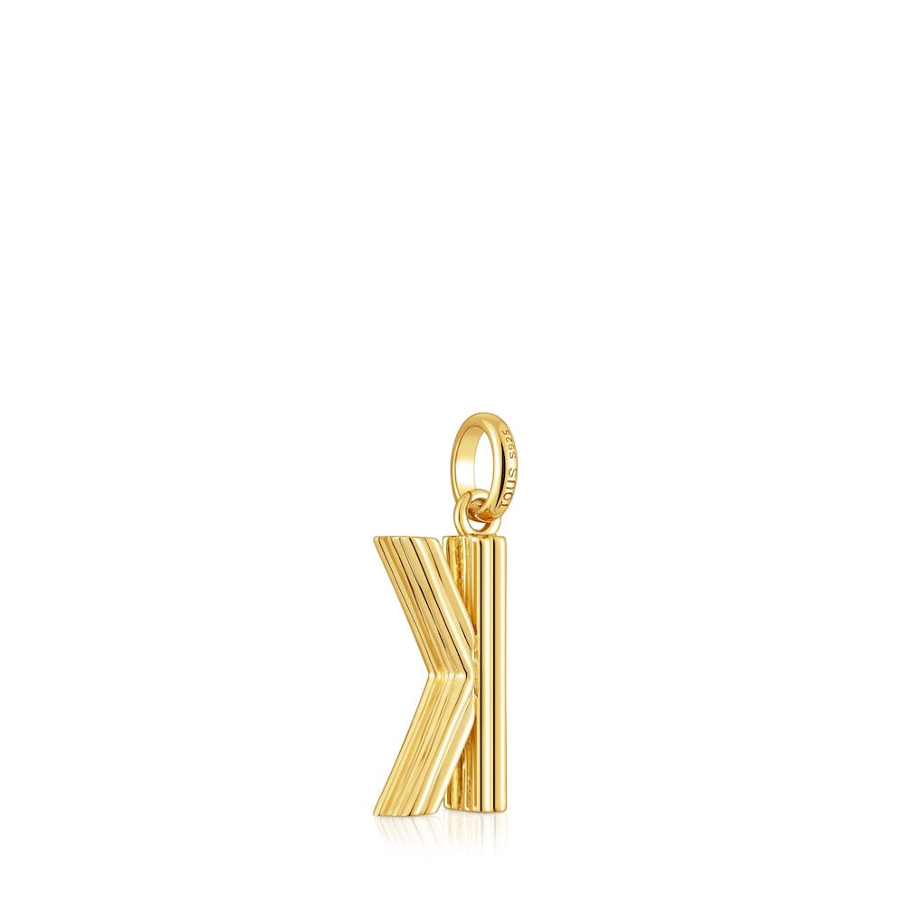 Colgante mediano letra K con baño de oro 18 kt sobre plata Alphabet image number 2