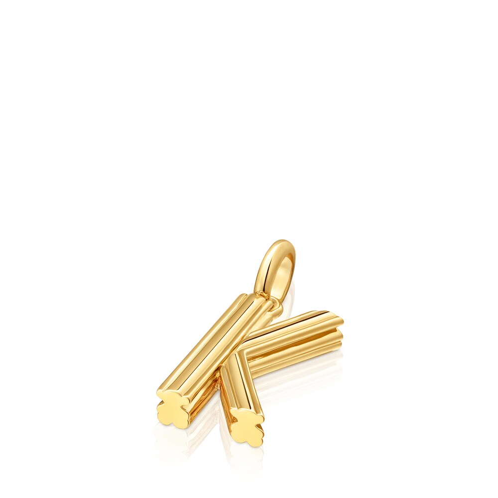 Colgante mediano letra K con baño de oro 18 kt sobre plata Alphabet image number 3