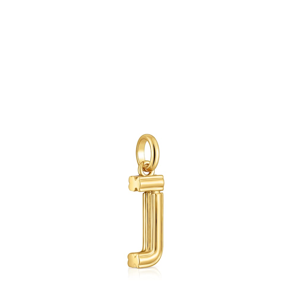 Colgante mediano letra J con baño de oro 18 kt sobre plata Alphabet Colgante mediano letra J con baño de oro 18 kt sobre plata Alphabet