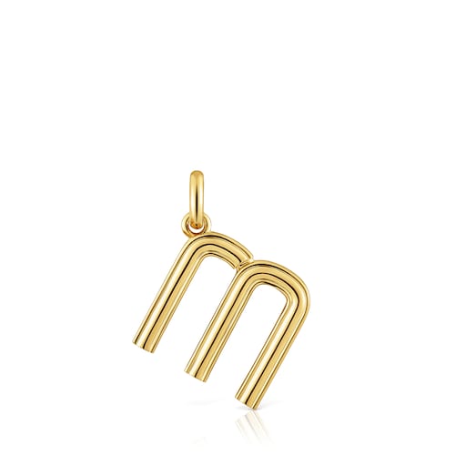 Colgante mediano letra M con baño de oro 18 kt sobre plata Alphabet