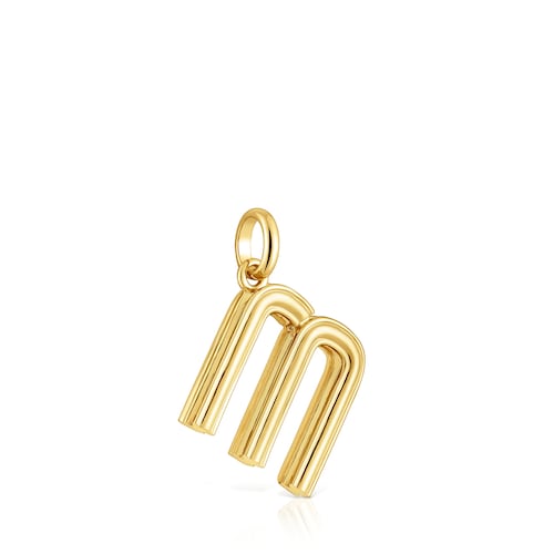 Colgante mediano letra M con baño de oro 18 kt sobre plata Alphabet