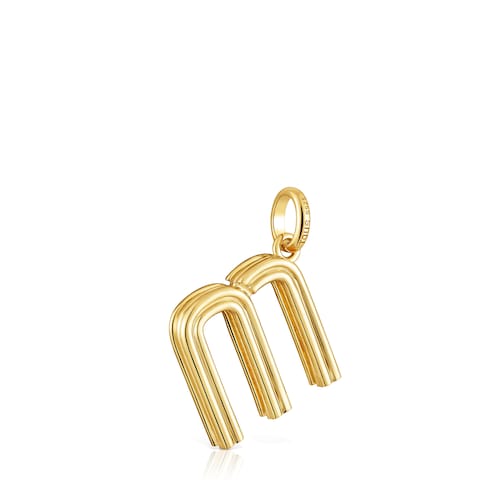 Colgante mediano letra M con baño de oro 18 kt sobre plata Alphabet