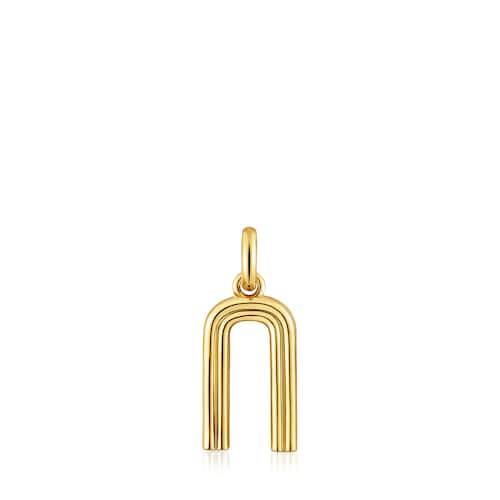 Colgante mediano letra N con baño de oro 18 kt sobre plata Alphabet