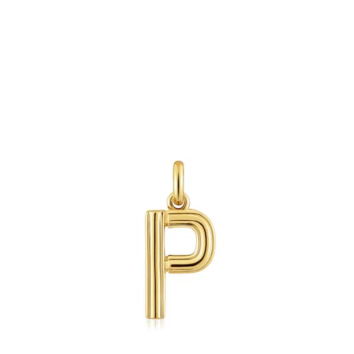 Colgante mediano letra P con baño de oro 18 kt sobre plata Alphabet