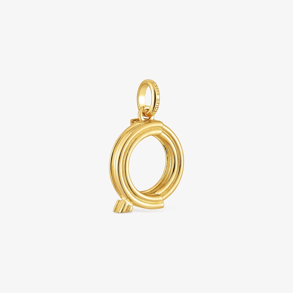 Pendentif lettre&nbsp;Q en argent plaqu&eacute; or 18&nbsp;ct moyen TOUS&nbsp;Alphabet