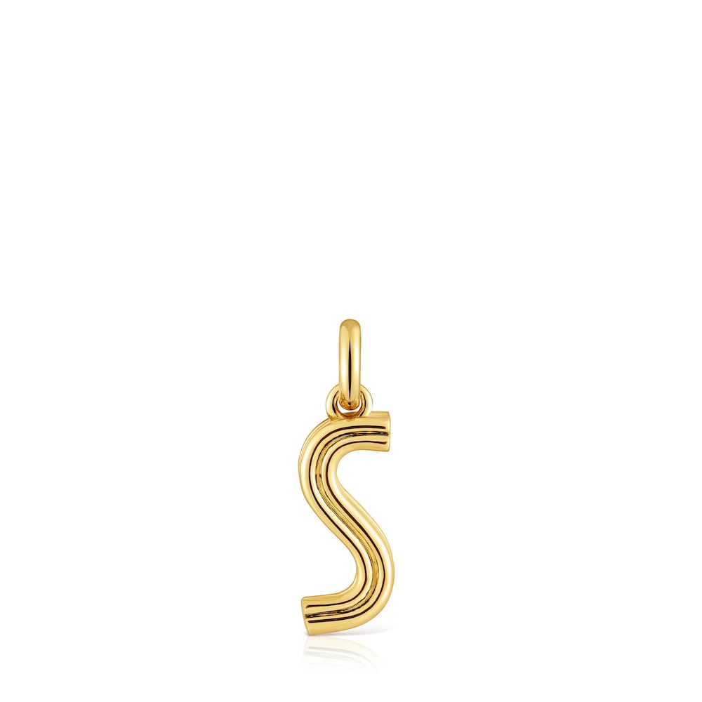 Colgante mediano letra S con baño de oro 18 kt sobre plata Alphabet image number 0
