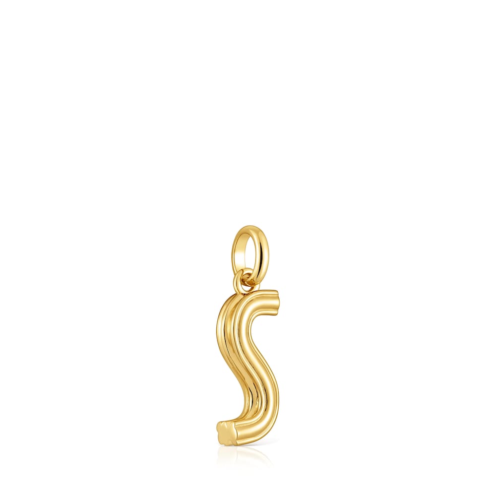 Colgante mediano letra S con baño de oro 18 kt sobre plata Alphabet image number 1