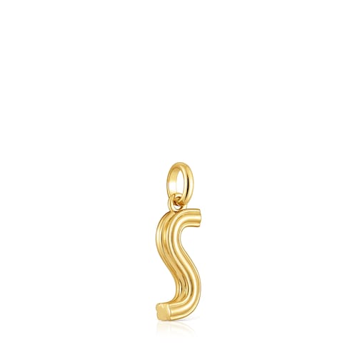 Colgante mediano letra S con baño de oro 18 kt sobre plata Alphabet