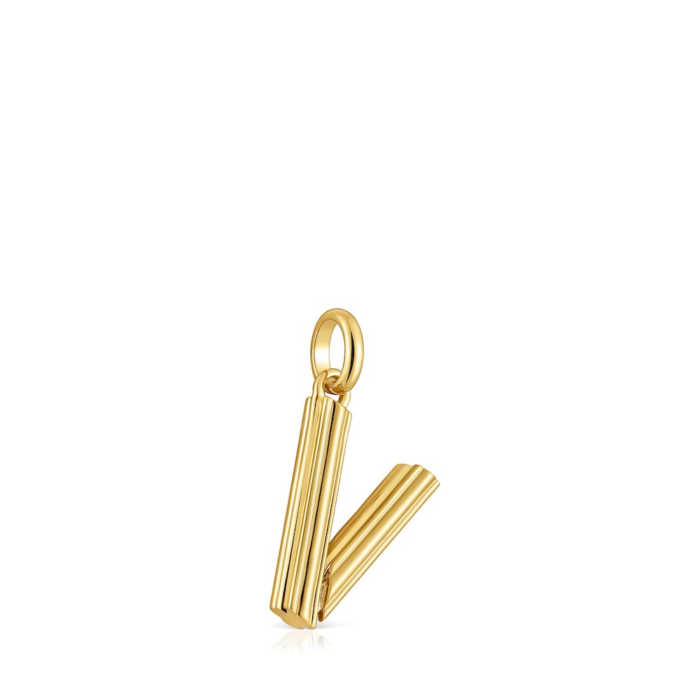 Colgante mediano letra V con baño de oro 18 kt sobre plata Alphabet Colgante mediano letra V con baño de oro 18 kt sobre plata Alphabet