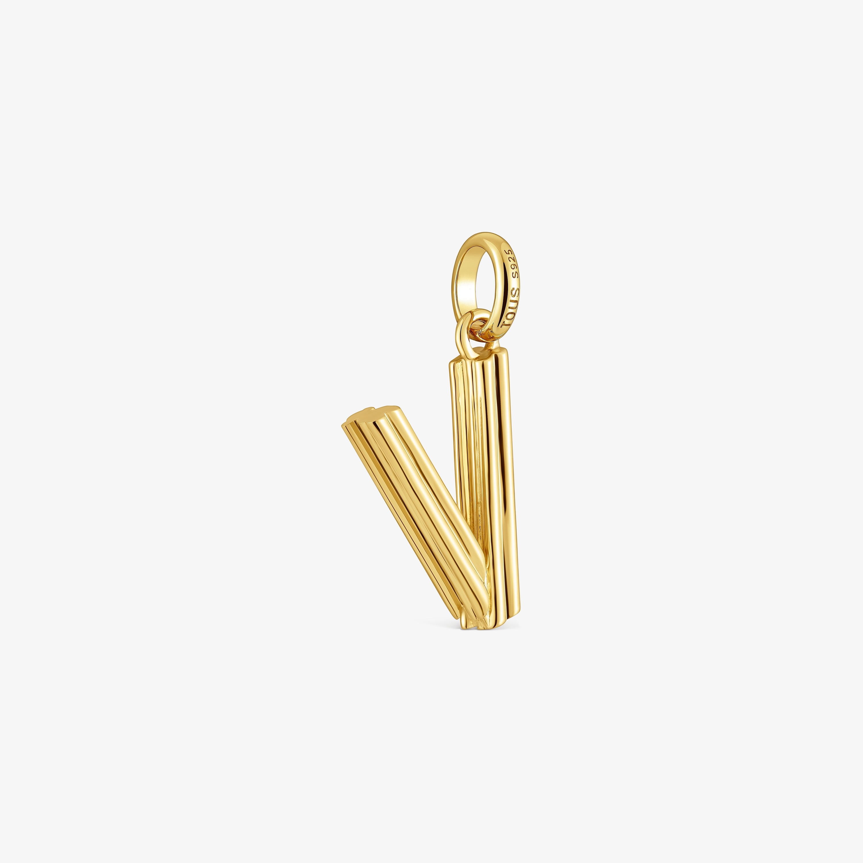 Medium 18K gold vermeil letter V Pendant TOUS Alphabet