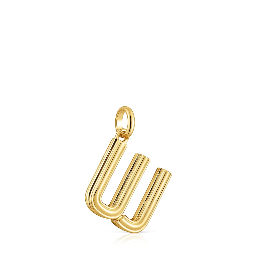Colgante mediano letra W con baño de oro 18 kt sobre plata Alphabet image number 1