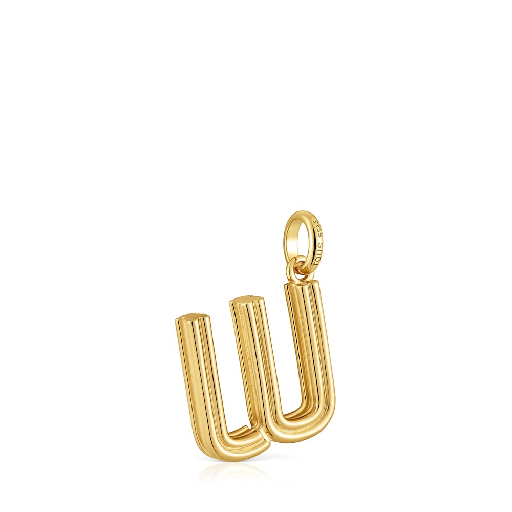 Colgante mediano letra W con baño de oro 18 kt sobre plata Alphabet image number 2