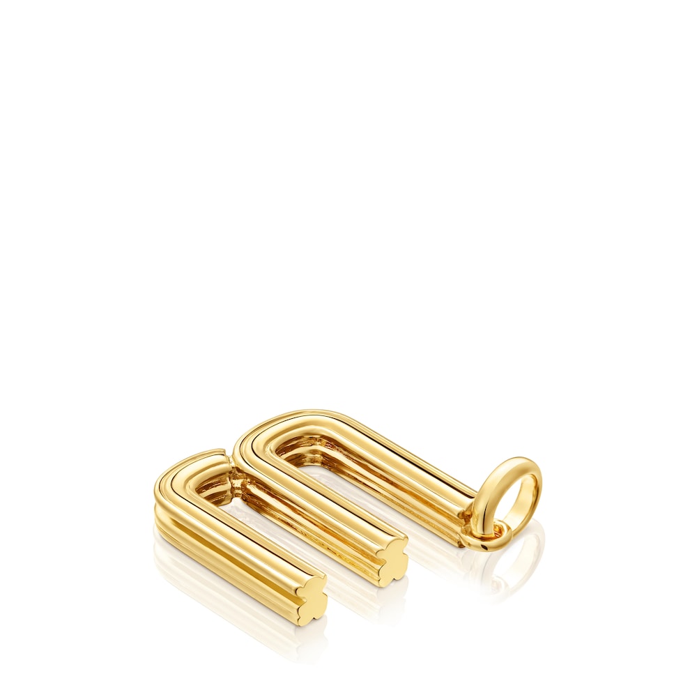 Colgante mediano letra W con baño de oro 18 kt sobre plata Alphabet image number 3