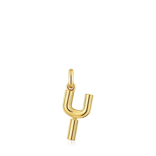 Średni wisiorek ze srebra pokrytego 18-karatowym złotem z literą Y TOUS Alphabet