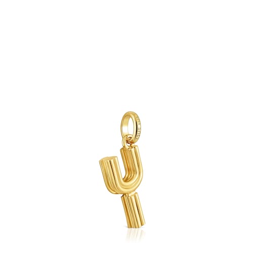 Średni wisiorek ze srebra pokrytego 18-karatowym złotem z literą Y TOUS Alphabet