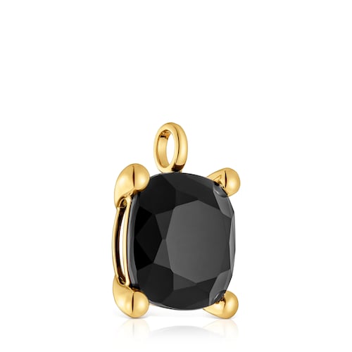 Large 18kt gold plating over silver and onyx Pendant Color Black