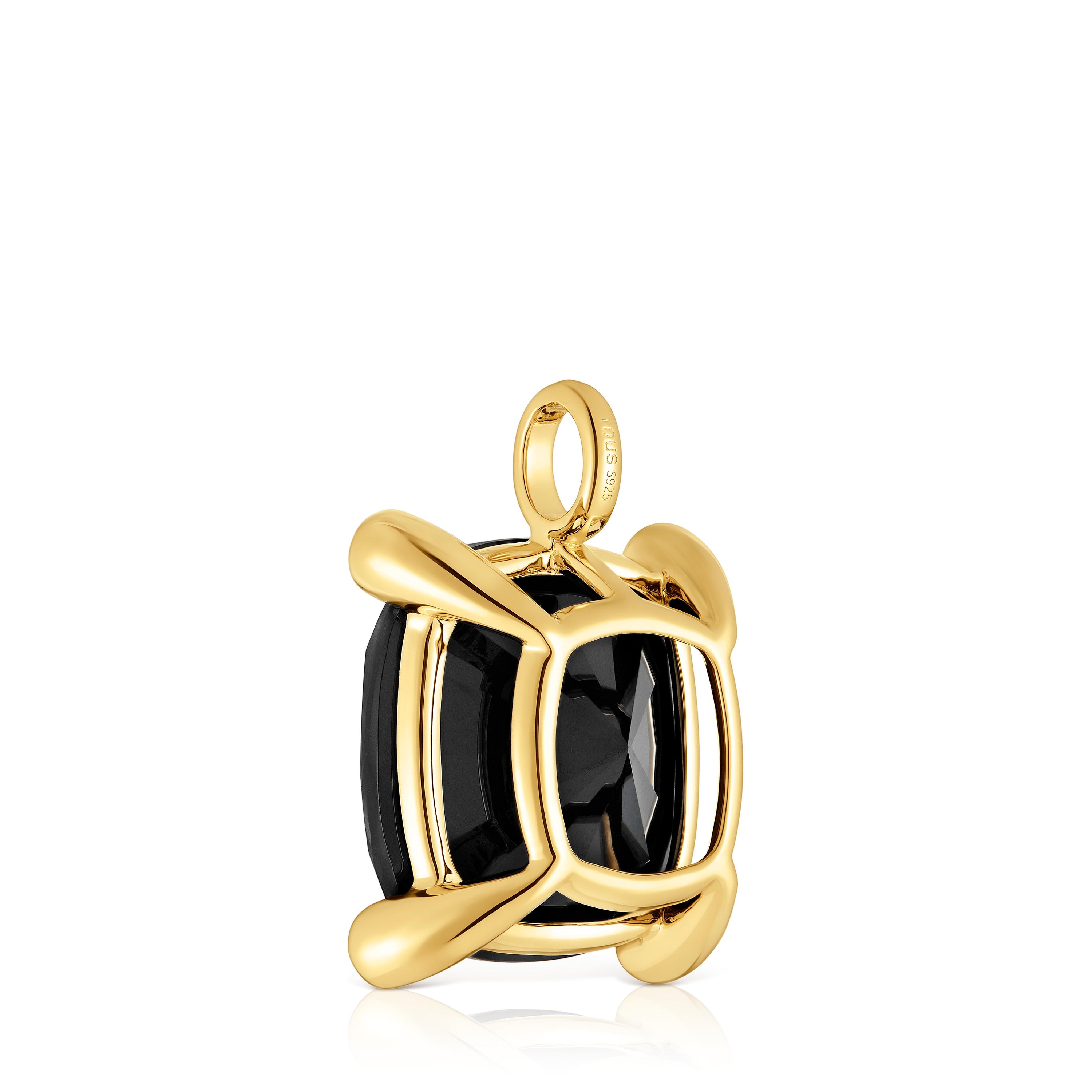 Colgante grande con baño de oro 18 kt sobre plata y ónix Color Black image number 2