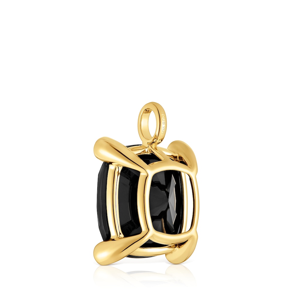 Large 18kt gold plating over silver and onyx Pendant Color Black