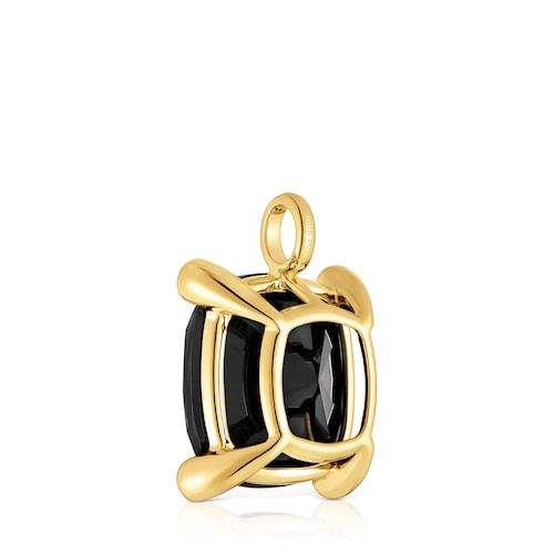 Large 18kt gold plating over silver and onyx Pendant Color Black