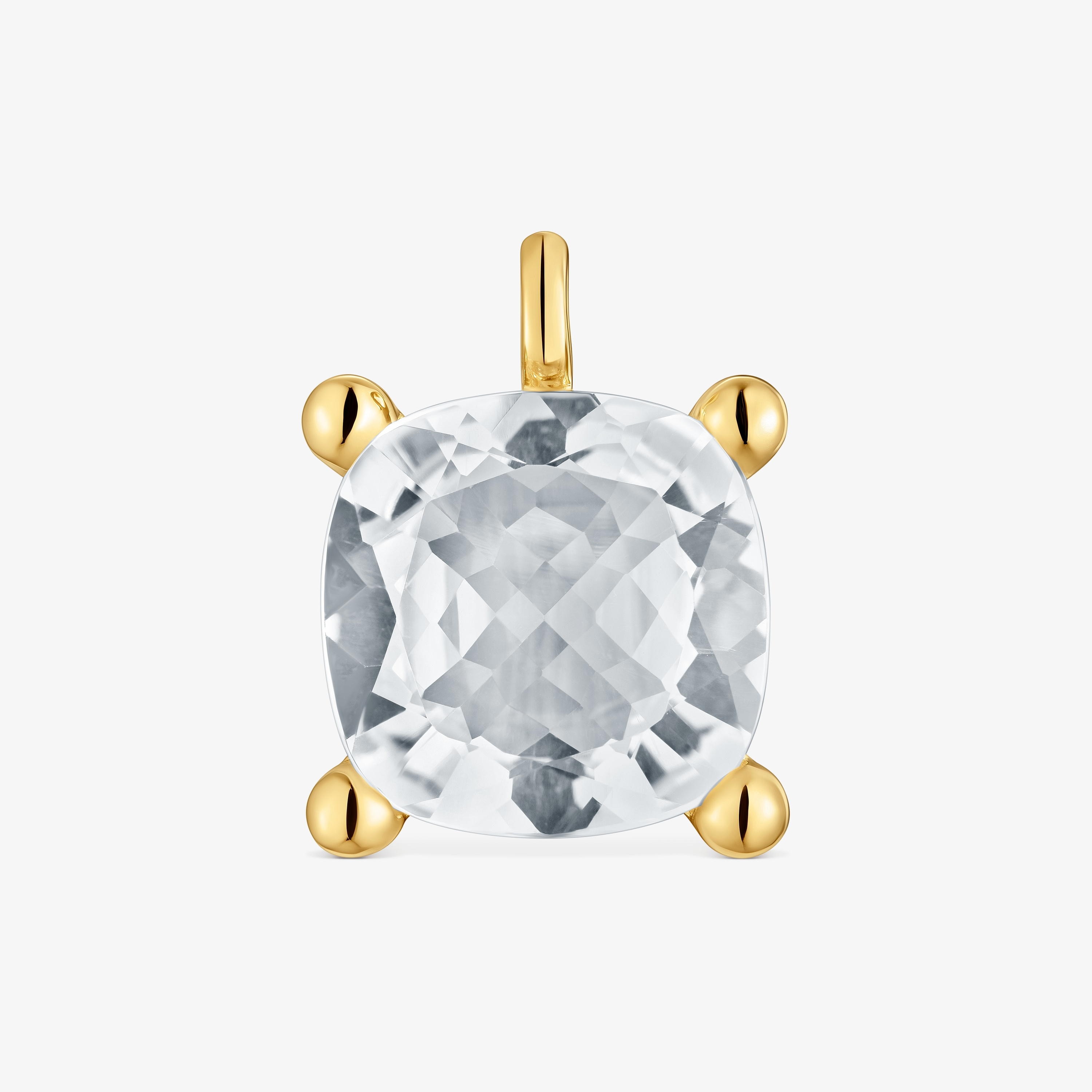 18K gold vermeil and rock crystal quartz Pendant Color White