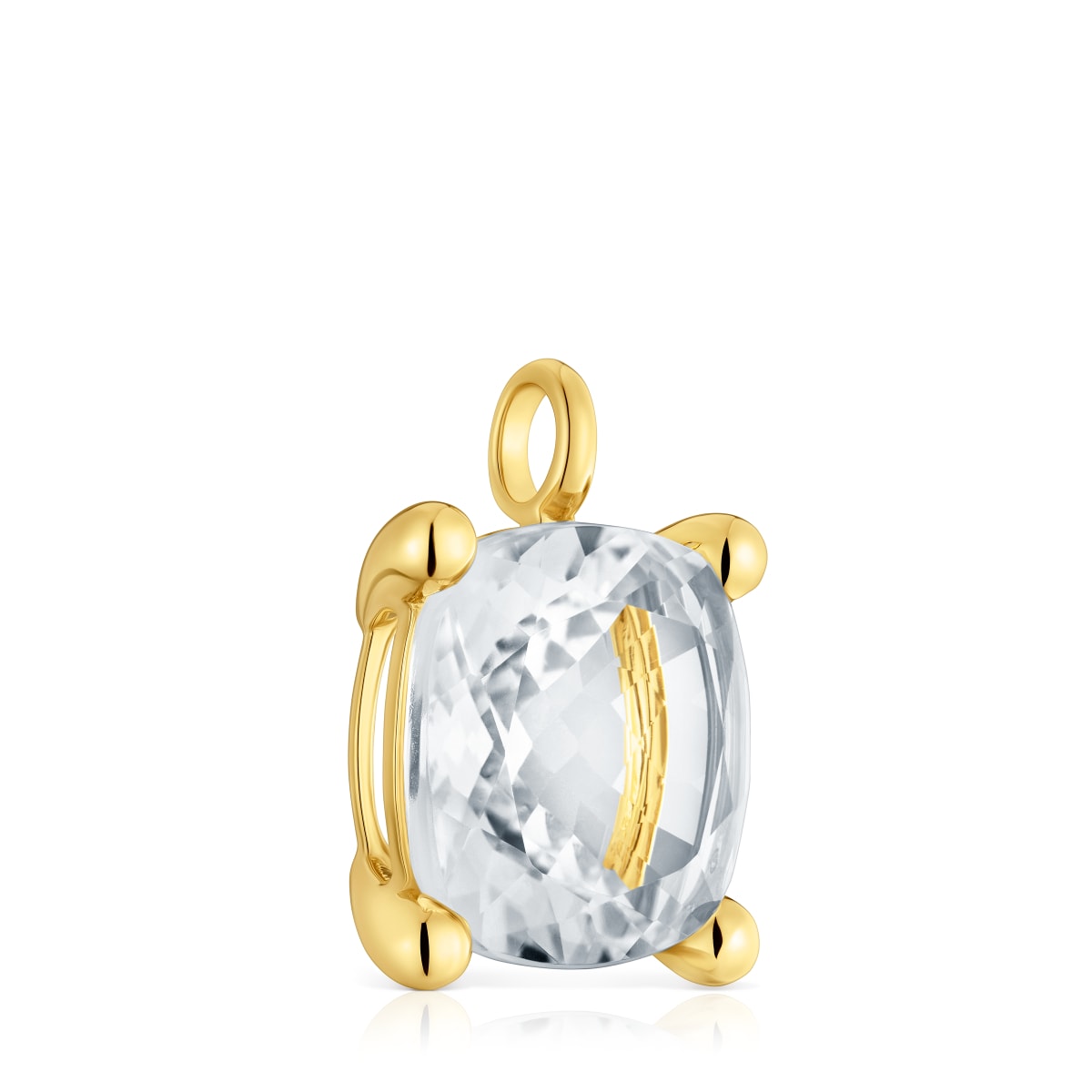 Large 18kt gold plating over silver and rock crystal quartz Pendant Color White