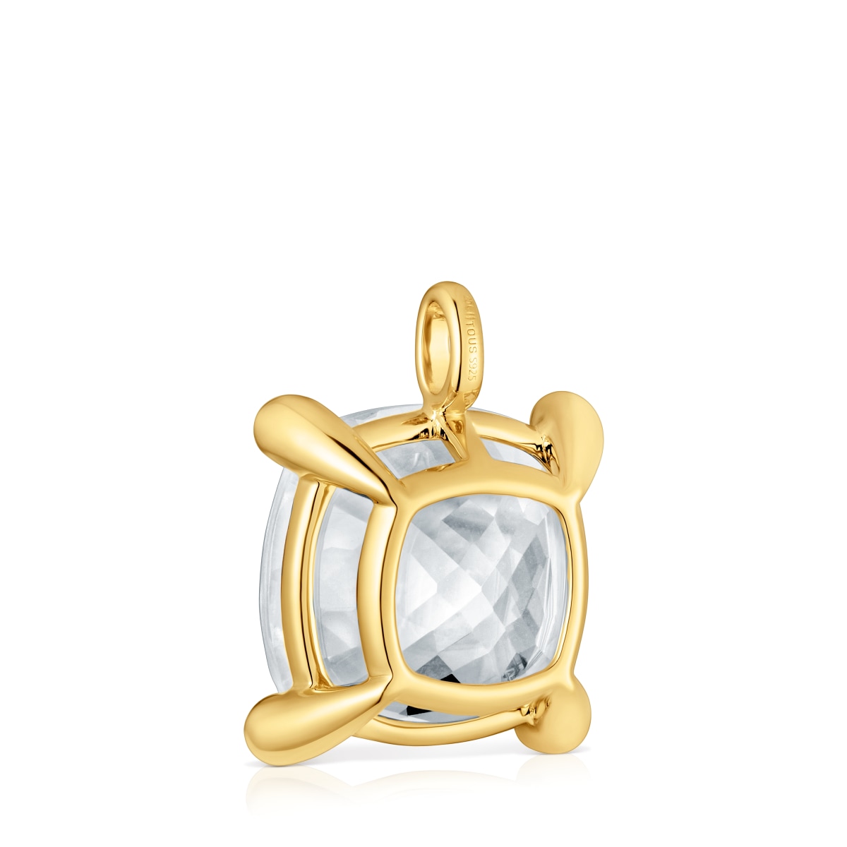Large 18kt gold plating over silver and rock crystal quartz Pendant Color White