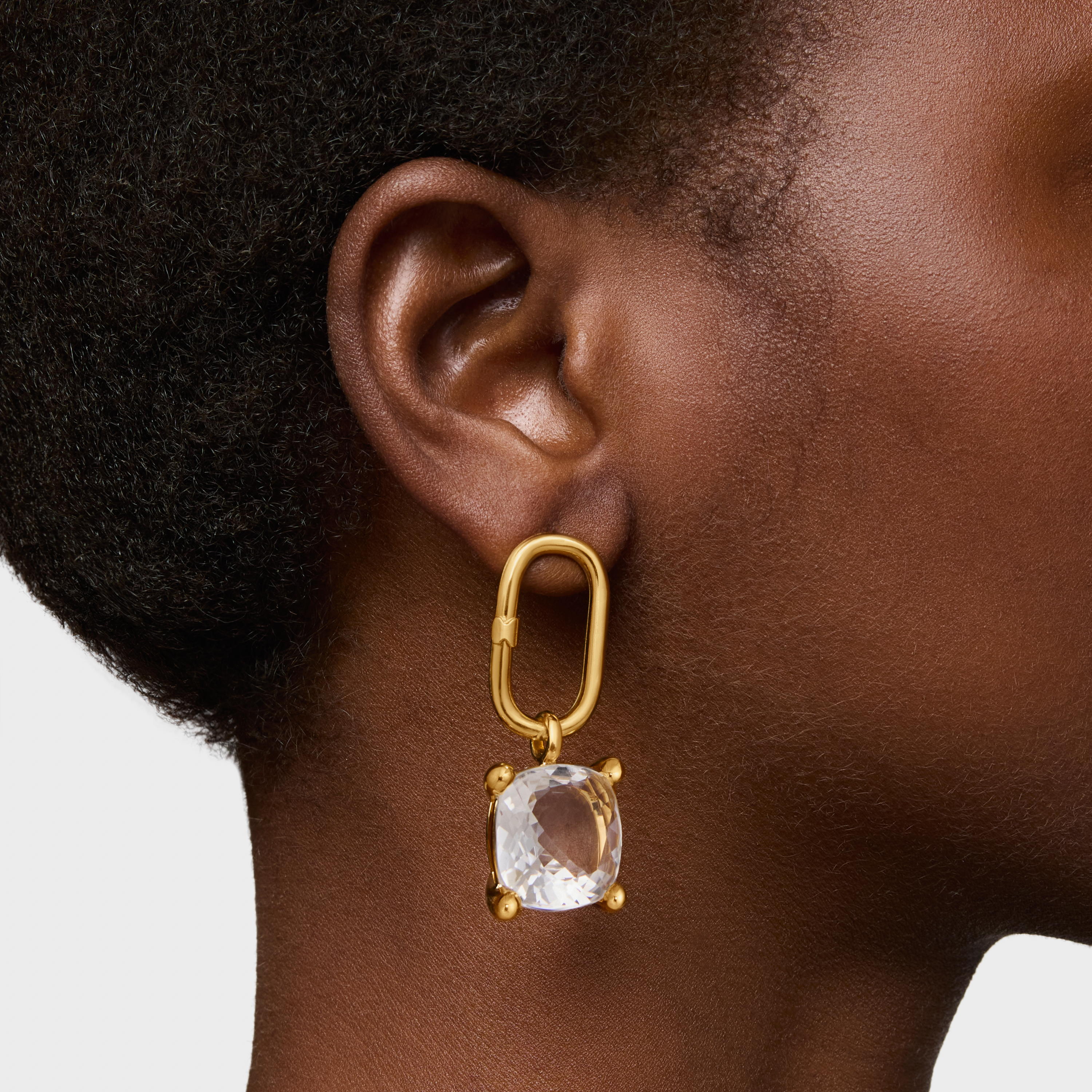 18K gold vermeil and rock crystal quartz Pendant Color White