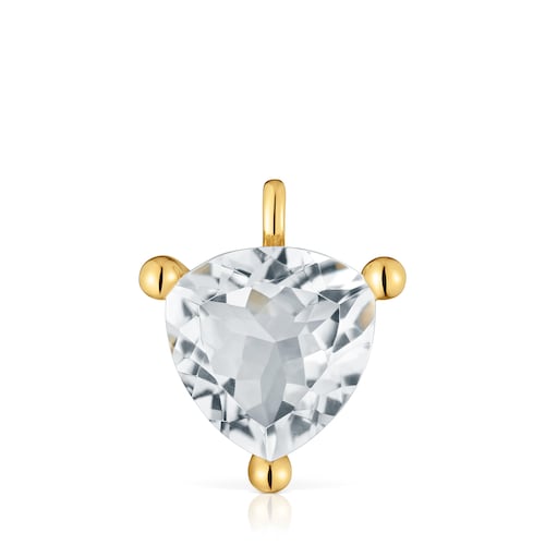 Colgante con baño de oro 18 kt sobre plata y cuarzo cristal de roca trillion Color White