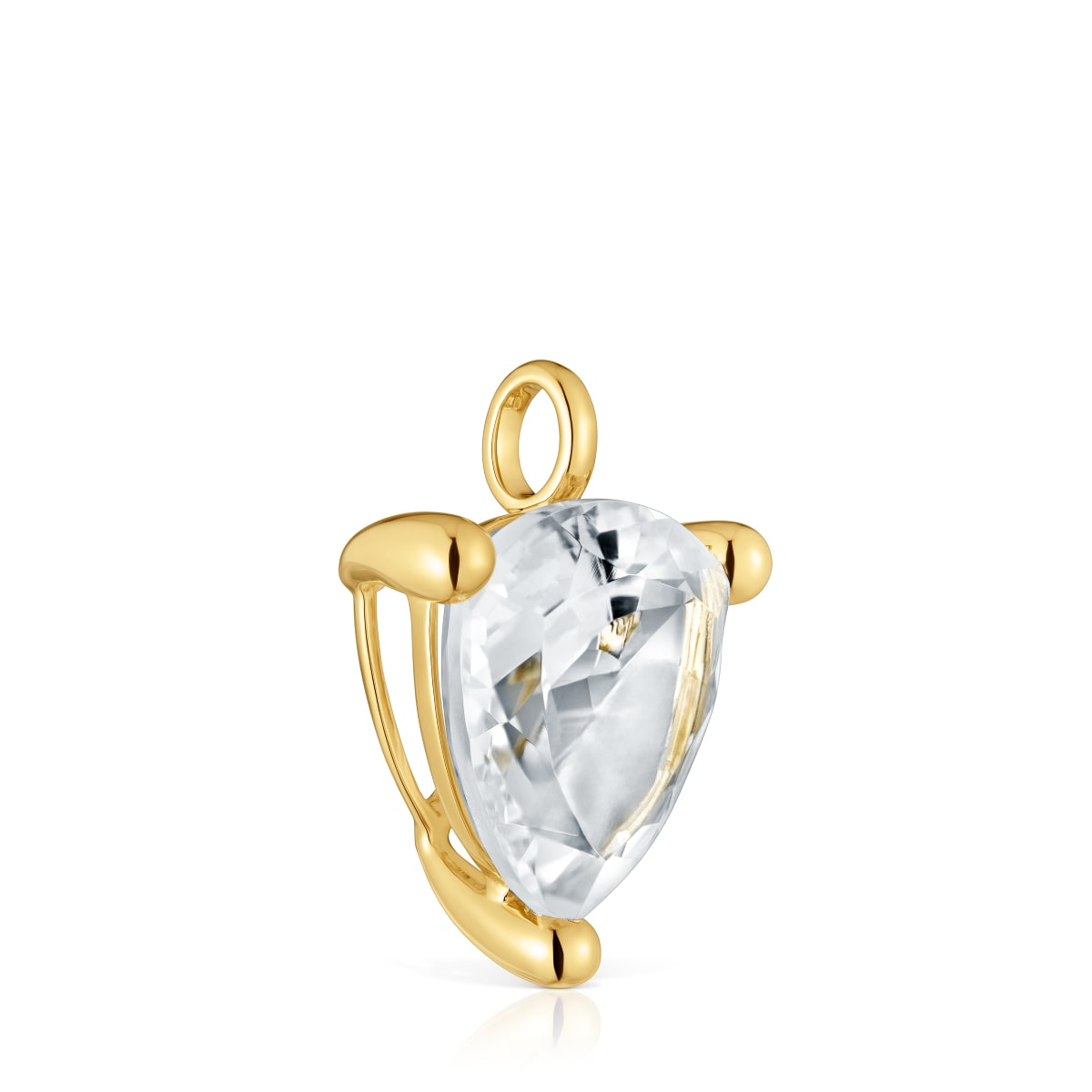18kt gold plating over silver and rock crystal quartz Pendant Color White