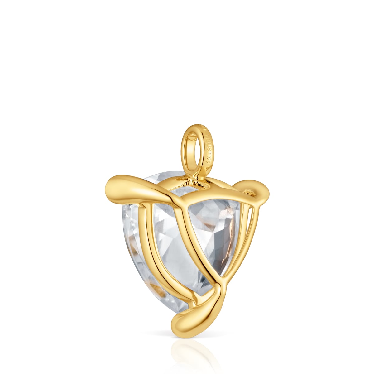 18kt gold plating over silver and rock crystal quartz Pendant Color White