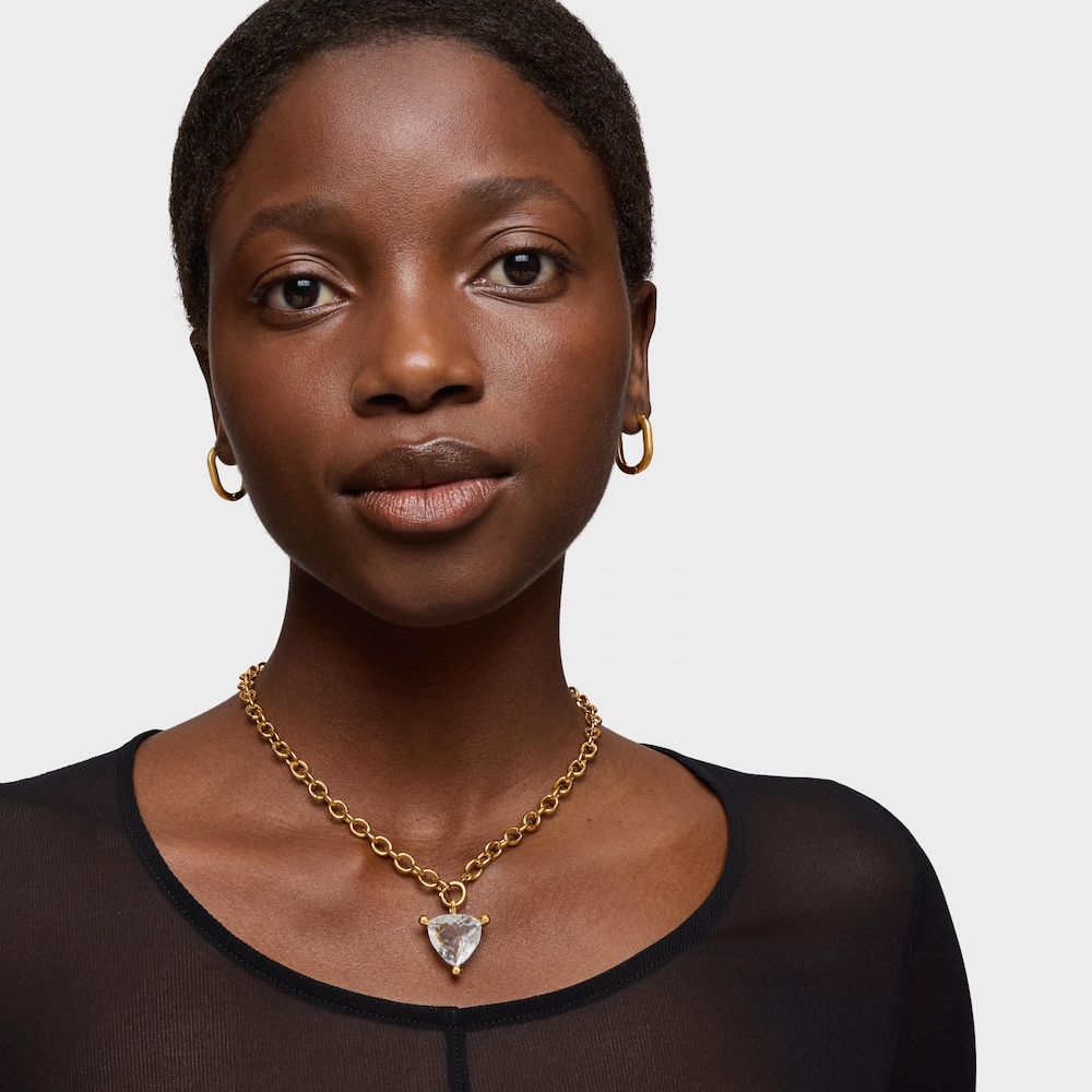 Př&iacute;věsek Color White ze stř&iacute;bra pozlacen&eacute;ho 18kar&aacute;tov&yacute;m zlatem s&nbsp;kři&scaron;ť&aacute;lem