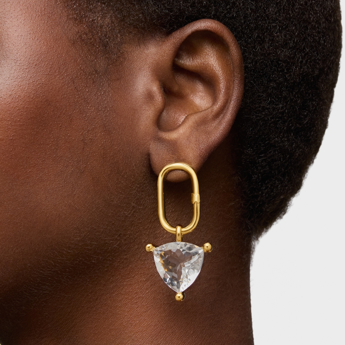 18kt gold plating over silver and rock crystal quartz Pendant Color White