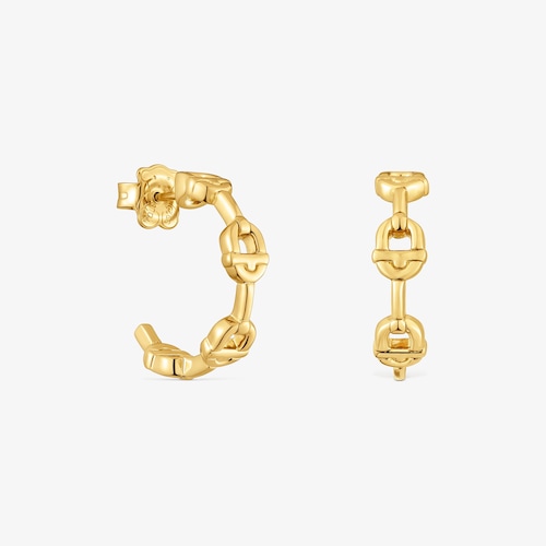 Pendientes de aro logo con ba&ntilde;o de oro 18 kt sobre plata 17,4 mm TOUS MANIFESTO