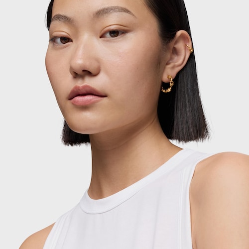 Pendientes de aro logo con baño de oro 18 kt sobre plata 17,4 mm TOUS MANIFESTO