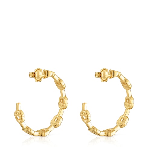 30 mm 18kt gold plating over silver logo Hoop earrings TOUS MANIFESTO