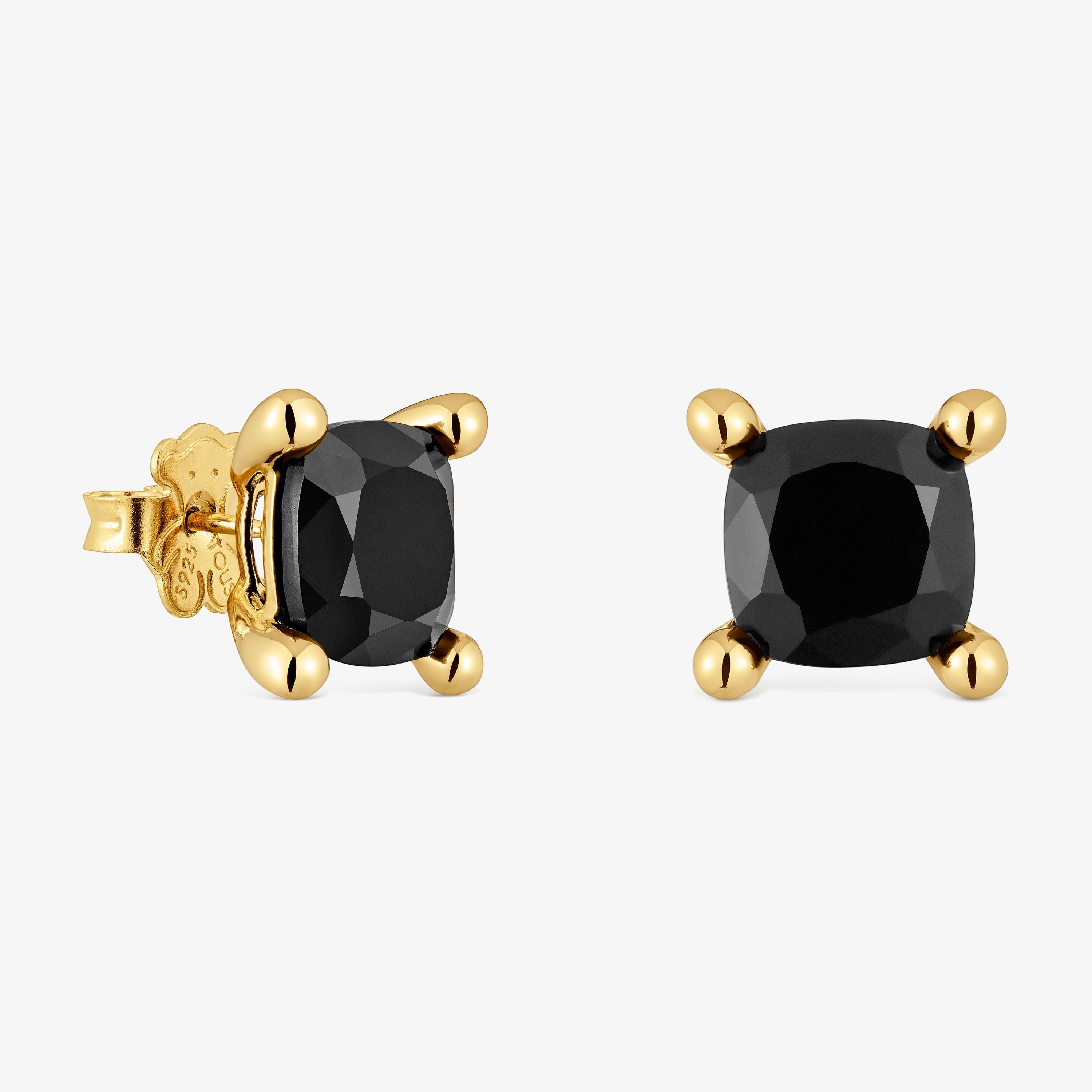 18K gold vermeil and onyx Earrings Color Black