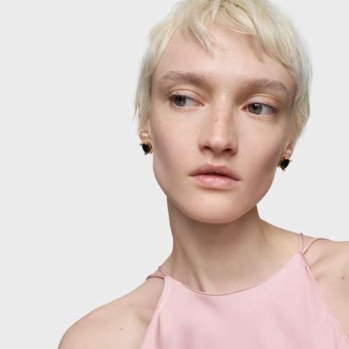 Pendientes con baño de oro 18 kt sobre plata y ónix Color Black