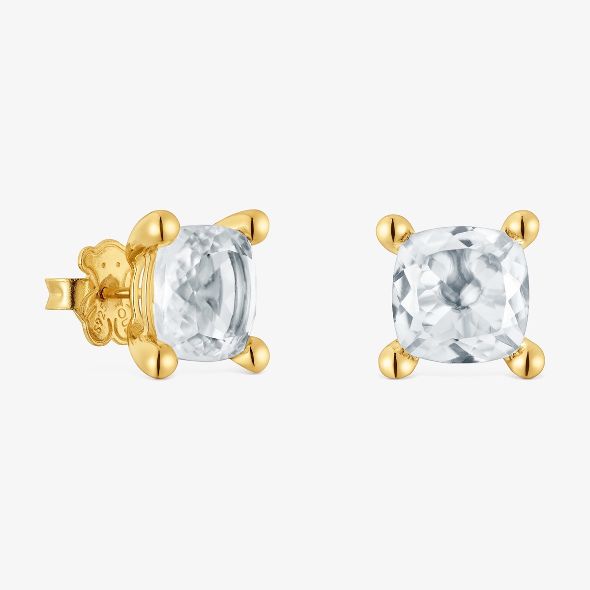 Tous - Pendientes Con Baño De Oro 18 Kt Sobre Plata Y Cuarzo Cristal De Roca Color White - Transparente