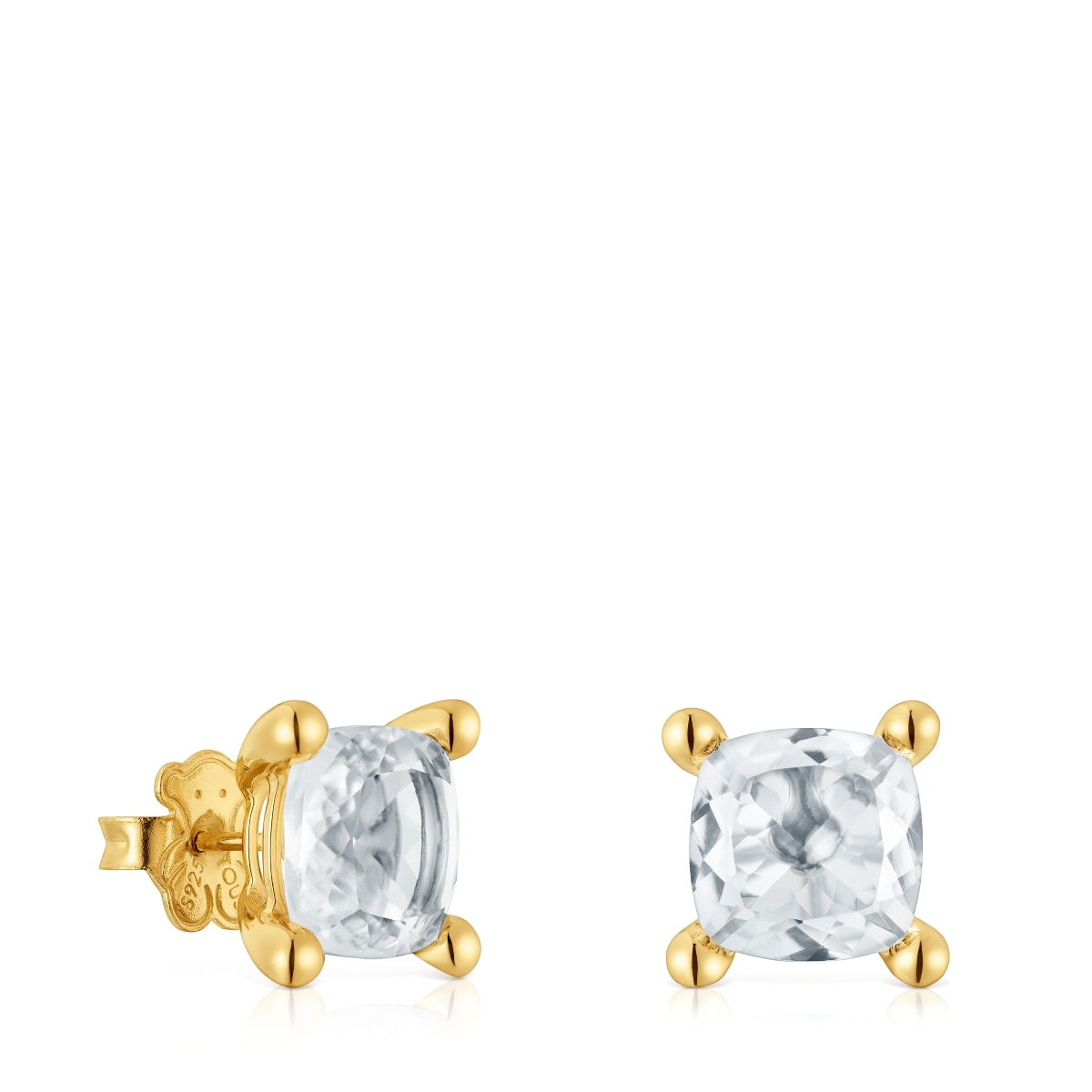 Pendientes con baño de oro 18 kt sobre plata y cuarzo cristal de roca Color White